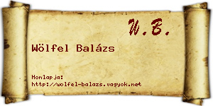 Wölfel Balázs névjegykártya